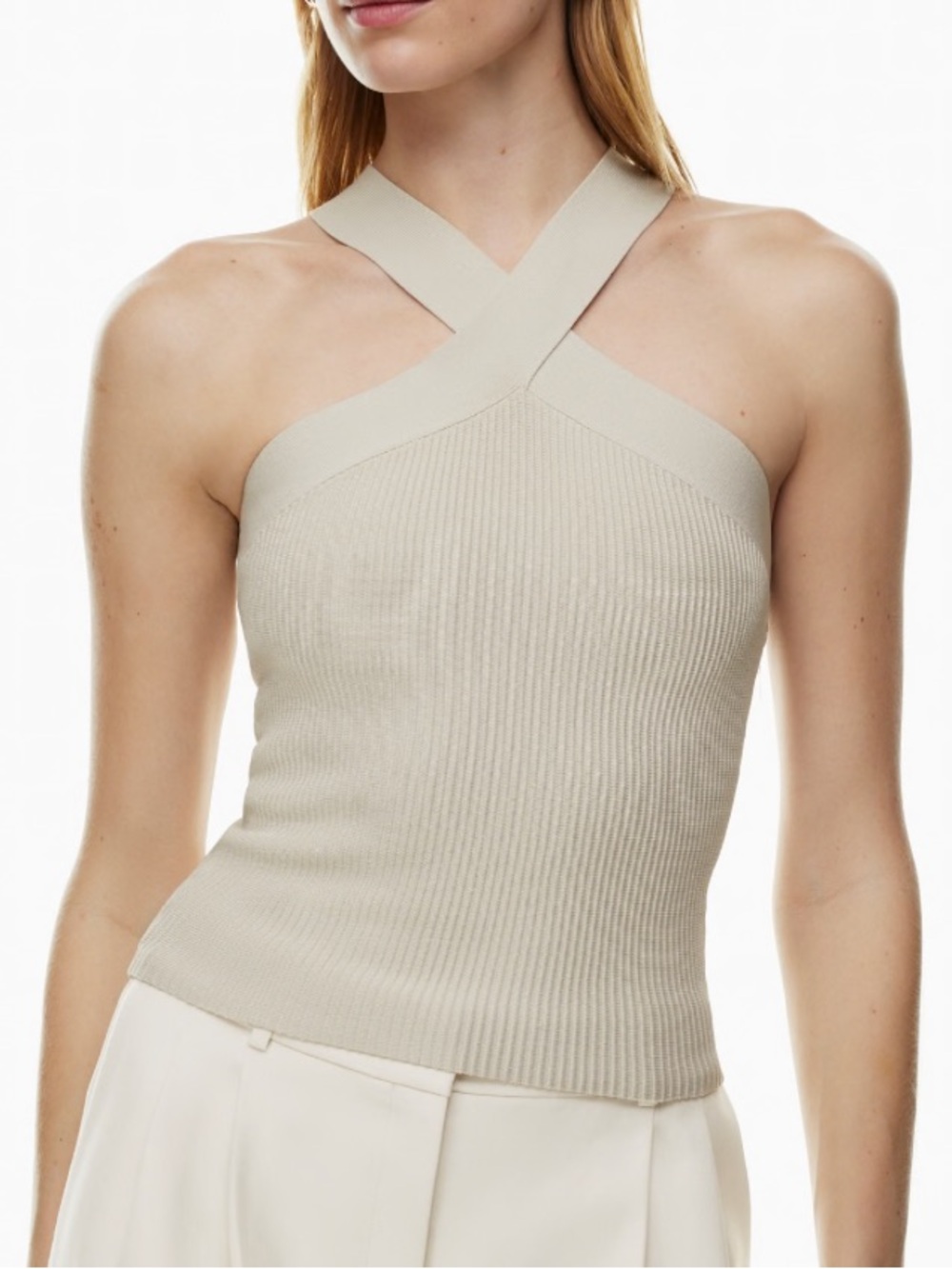 Aritzia Babaton sculpt knit criss cross top